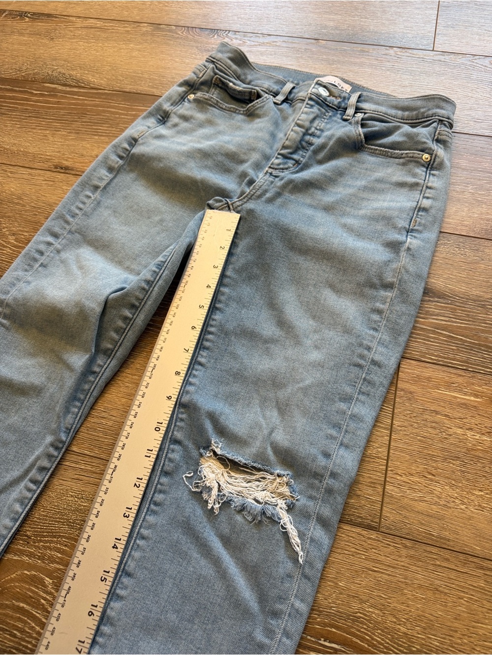 LOFT Light Blue High-Rise Distressed Skinny Jeans 27/4 - Picture 8 of 11